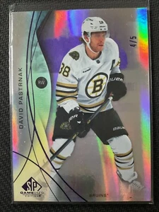 David Pastrnak 2024-25 UD SP Game Used Base Purple Parallel Card #4/5 - Picture 1 of 1