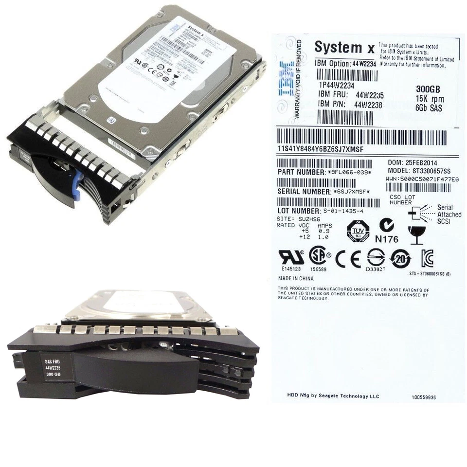 HUS156030VLS600 44W2234 44W2235 44W2238 44W2236 Hard Drive 300Gb 3.5 SAS - Image 1 of 1