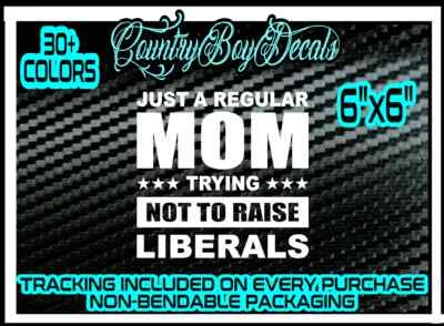 MOM TRYING NOT TO RAISE A LIBERAL Vinyl Decal Sticker Truck Car Brandon Trump - Image 1 of 3