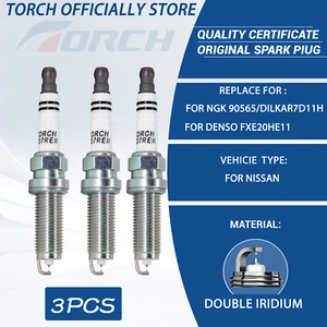3X Double Iridium TORCH Spark Plug LD7REII Replace for NGK DILKAR7D11H/90565 OEM - Picture 1 of 10