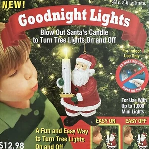 Mr Christmas Goodnight Lights Blow Out Santa's Candle To Turn Tree Lights On Off - Bild 1 von 7