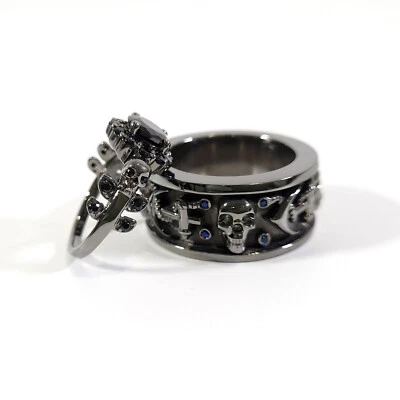 Обручальное кольцо с лепестковым черепом якорь обручальное кольцо подходящий комплект для пары его и ее - Изображение 1 из 4