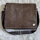 Knomo London Leather Closure Brown Multi Pocket Large Messenger Bag K 372157