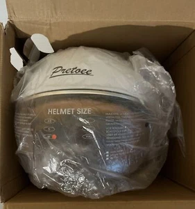 Pretoee Open Face Motorcycle Vintage 3/4 Helmet with Visor DOT Medium White New - Picture 1 of 17