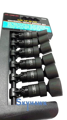 6-pc SAE 1/4"-drive SWIVEL IMPACT SOCKET SET CrMo Steel Black PO4 Finish - Image 1 of 4