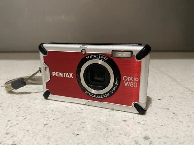PENTAX Optio W80 Digital Compact Camera (red) + Battery - Image 1 of 4