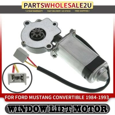 Motor de ventana delantera izquierda para Ford Mustang 1984-1993 convertible con engranaje de 9 dientes Foto 1 de 4
