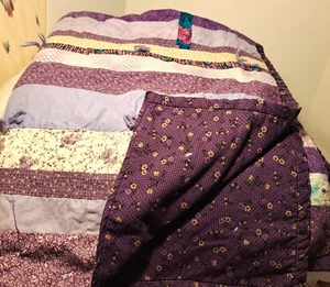 purple floral baby quilt lap blanket 47x38 inch - Picture 1 of 5