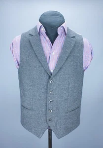 Tommy Hilfiger Herren TH Flex Slim Fit Grau Weste Weste Größe 50 Wollmischung - Bild 1 von 14