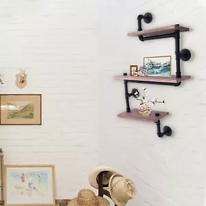Estantería de pared industrial retro vintage madera B??estantería estantería de almacenamiento 3 niveles - Imagen 1 de 11