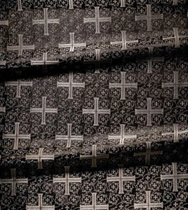 Greek Christian Orthodox Liturgical Brocade Church Fabric Vestment Cross Pattern - Picture 1 of 20