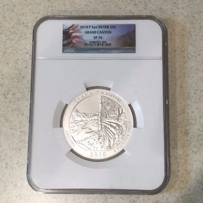 2010 P 5 oz SILVER 25C GRAND CANYON NGC SP70 - Image 1 of 2