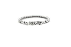 14K Damen massiver Weißgold Vorsteckring mit Diamanten Perlen Band 0,13 ct. Wt. - Bild 1 von 6