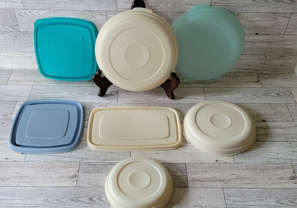 Tapa de repuesto Rubbermaid vintage Servin Saver almendra redonda cuadrada azul Foto 1 de 1