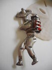 Vintage Mexico Sterling Silver Sombrero Man Carring Basket on Back Brooch  720C