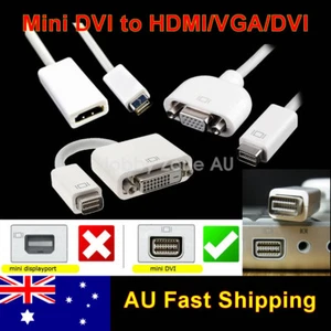 Mini DVI to HDMI/VGA/DVI Adapter Converter Cable for iMac MacBook Mac Mini - Picture 1 of 21