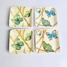 Set Of 4 Butterfly Themed Square Ceramic Dishes Small Plates By Cypress Home