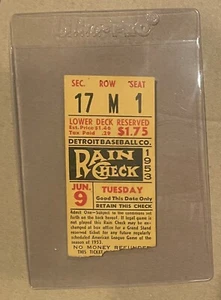 1953 Detroit Tigers New York Yankees Ticket Stub 6/9/53 Mantle, Kuenn, Berra - Picture 1 of 3