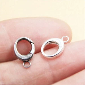 925 Sterling Silver Oval Trigger Lobster Clasp for Necklace Bracelet Pendant - Picture 1 of 9