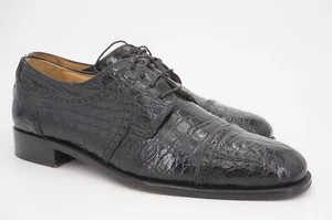5x getragen | $ 1295 ZELLI 8,5 M KROKODIL SCHWARZ KAPPE ZEHEN DERBY HERGESTELLT IN ITALIEN BROGUE - Bild 1 von 14