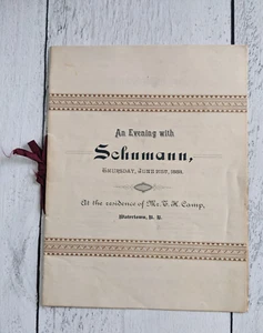 Noche con Schumann 1883 Watertown NY Programa Familias Prominentes Edmund Sewall - Imagen 1 de 4