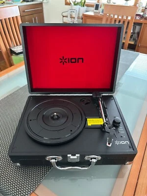 ION Vinyl Motion Portable Turntable Record Player Black/Red Vinyl to MP3 USB - Image 1 of 4