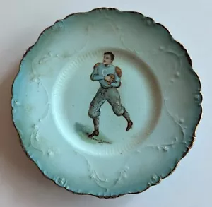 1905-1910 F Earl Christy Columbia Football Plate La Belle China Wheeling Pottery - Picture 1 of 4
