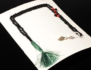 Vintage Czech 99 oval black red glass beaded Islamic prayer bead strand - Picture 1 of 2