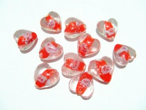  5pz  perline cuori vetro  lampwork 15x9mm bijoux - Foto 1 di 1
