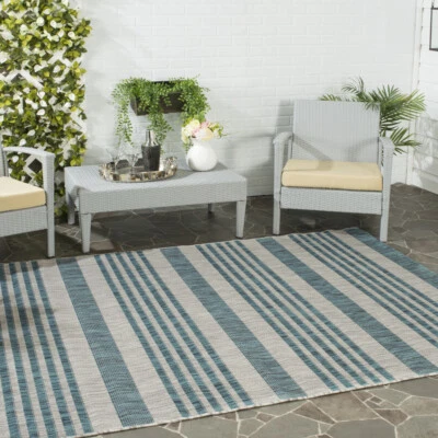 Alfombra SAFAVIEH Exterior CY8062-37212 Patio Gris/Azul Foto 1 de 4