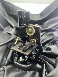 ANTIQUE BRASS BAUSCH & LOMB BINOCULAR MICROSCOPE IN BOX - Picture 1 of 12