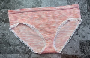 NWT VICTORIA'S SECRET XL CORAL MARL STRIPE LACE SEAMLESS RARE HIPHUGGER PANTIES - Picture 1 of 3