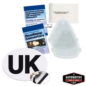 UK Badge & Pair Of Headlight Converter Kit For EU RH Traffic LHD Beam Benders - Picture 1 of 9