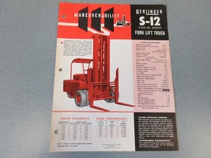 Old 1954 Gerlinger S-12 Forklift Sales Sheet, 12,000 Pound Pallet Truck - Picture 1 of 2