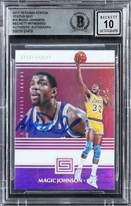 Lakers Magic Johnson Signed 2017 Panini Status Quo #10 Card Auto 10! BAS Slabbed - Picture 1 of 2