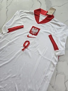 Camiseta deportiva 2024 Robert Lewandowski blanca #9 de la selección nacional de Polonia para hombre grande L - Imagen 1 de 4