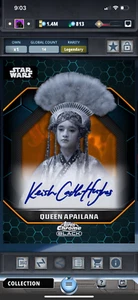 DIGITAL Star Wars Card Trader Chrome Black 2024 Queen Apailana Orange 25cc - Foto 1 di 2