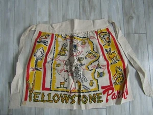 Vintage 1950's Yellowstone Park Linen Cactus Cloth Apron MWT - Picture 1 of 5