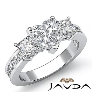 Anillo de compromiso clásico de platino con 3 piedras en forma de corazón GIA H VS2 2,1 quilates - Imagen 1 de 5