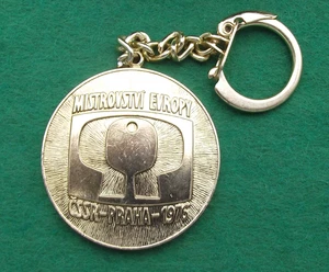 1976 Czechoslovakia Prague European Table Tennis Championship Keychain - Picture 1 of 2