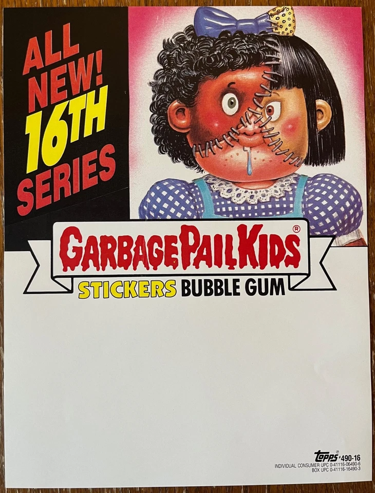 Topps Garbage Pail Kids inédito serie 16 1989 venta venta venta hoja #490-16 Foto 1 de 2