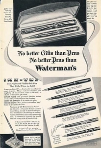 Zeitschriftenanzeige - 1936 - Waterman's Pens - 6 abgebildete Modelle - Bild 1 von 1