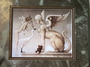Vintage Michael Parkes Fantasy Art Print Sphinx, Custom Matted, 1990s - Picture 1 of 15