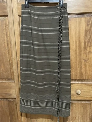 Falda envolvente 100 % lana Lauren Ralph Lauren rayas grises para mujer talla 10 Foto 1 de 3