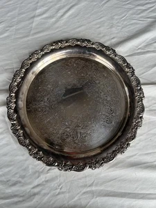 WM A Rogers 12" Silver Plate Floral Edged Serving - Picture 1 of 2