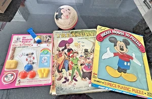 Disney Mickey Mouse Collection Book Puzzle Magic Set Vintage Lot Walt Disney - Picture 1 of 21