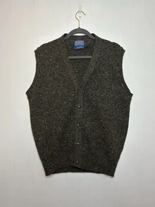 Vintage Pendleton Vest Men Size L Brown 100% Shetland Wool Button Grandpa Preppy - Picture 1 of 7
