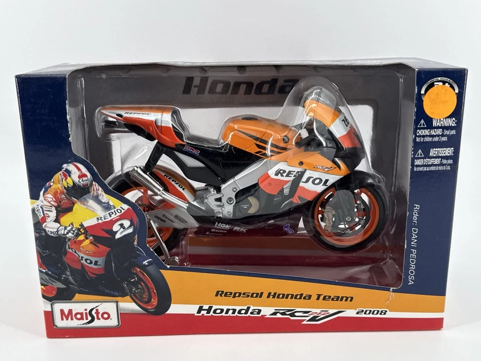 Bicicleta Maisto 1:18 Honda RC212V Repsol Dani Pedrosa 2008 Diecast MotoGP 31162 Foto 1 de 4