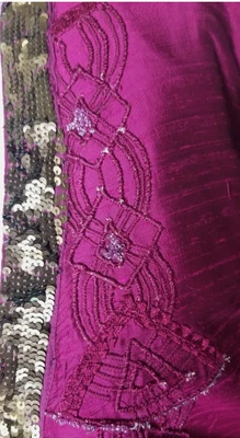 Chicos Silk Dress Jacket (3) Fuschia Embellished Beaded Sequin  - Image 1 of 3
