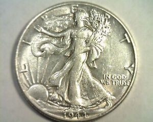 1944 WALKING LIBERTY HALF ABOUT UNCIRCULATED AU NICE ORIGINAL COIN BOBS COINS